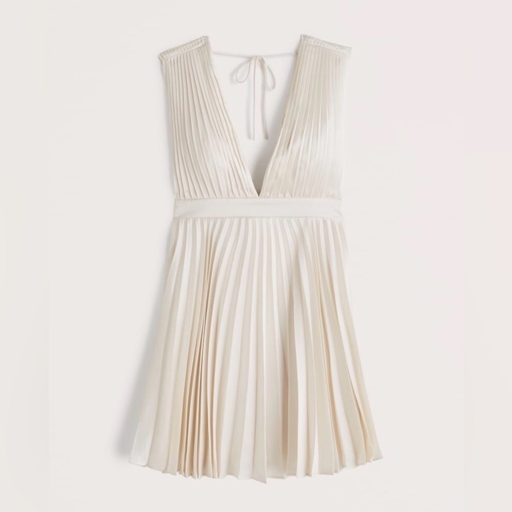 Abercrombie & Fitch Cream Pleated Mini Dress